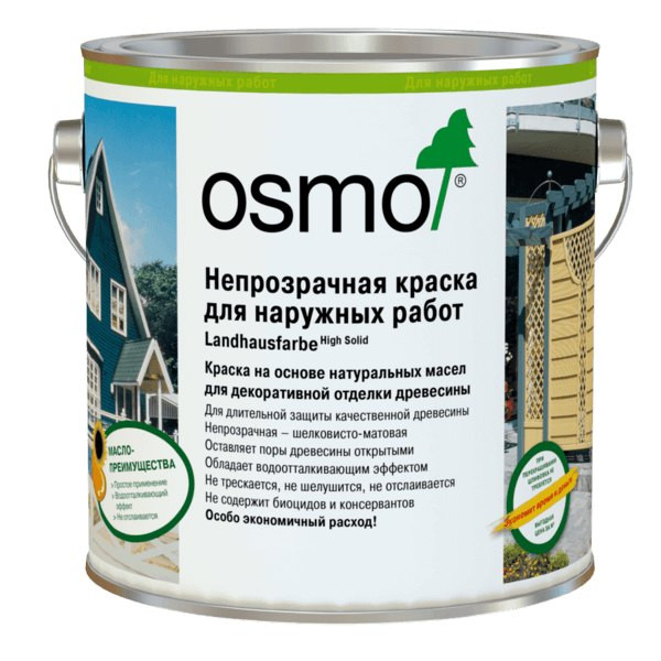 Непрозрачная стойкая краска для дерева для наружных работ OSMO Landhausfarbe